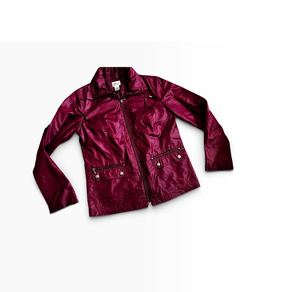 Zenergy by Chicos Windbreaker Jacket 0 Small Magenta Pink Full Zip Mock Neck